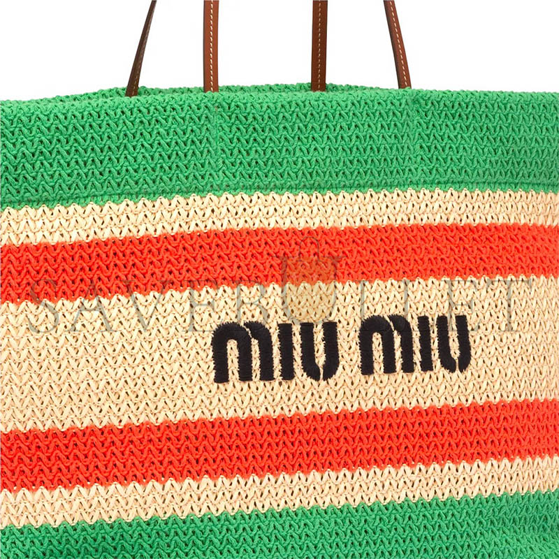 MIU MIU IMITATION RAFFIA WOVEN TOTE BAG 5BG228 (40*34*16cm)